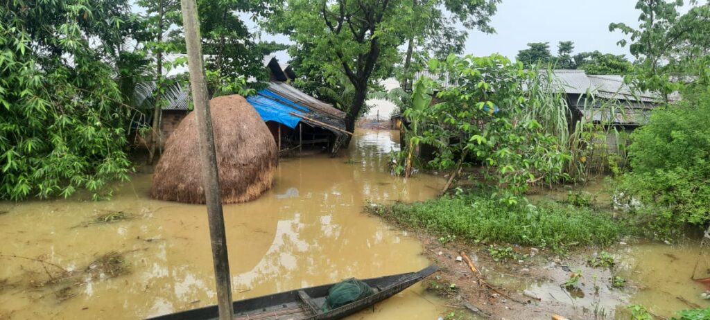 Flooded shelters from Assam Flooding 2024